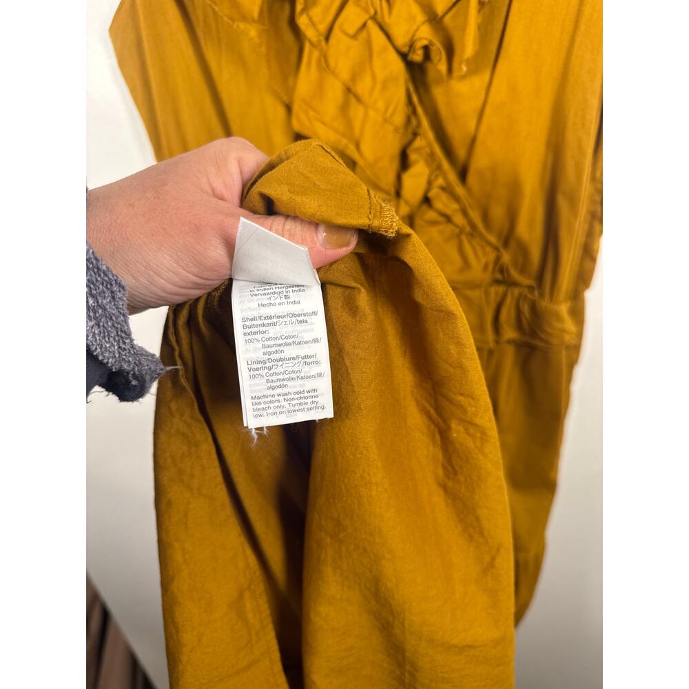 J.Crew Ruffle-Front Cotton Maxi Dress in Mustard, Size 6 - Picture 4 of 8